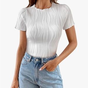 White Textured Women's Top